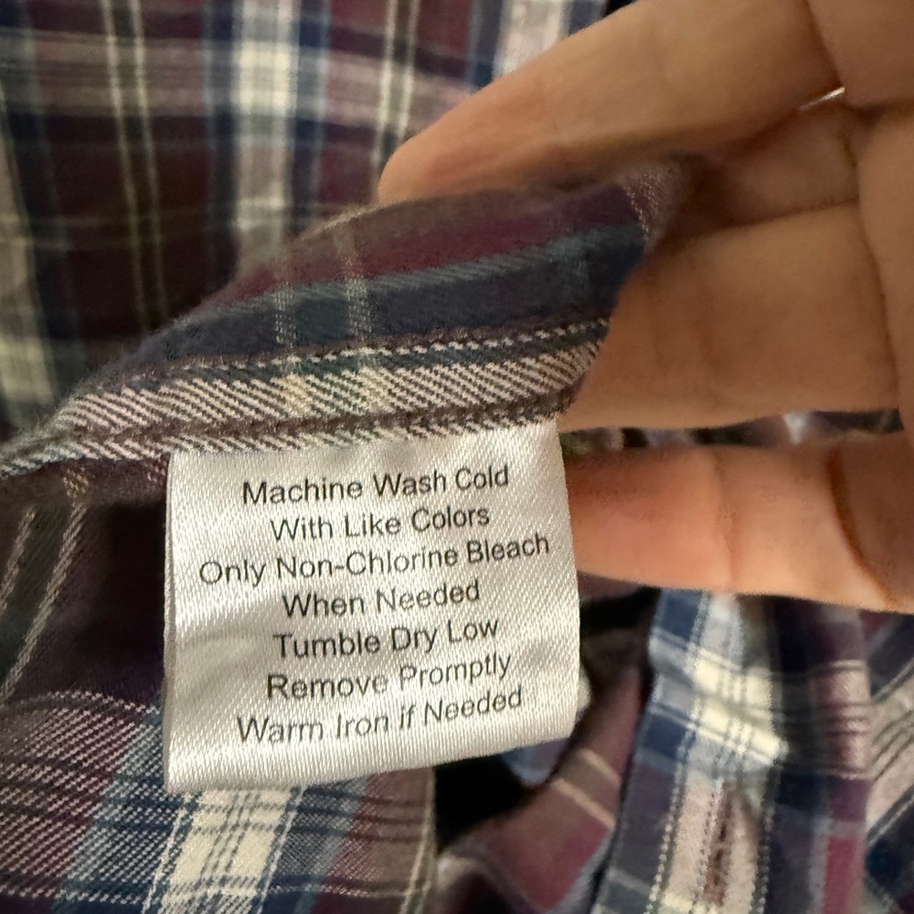 Joseph Abboud Cotton Cashmere Soft Burgundy Plaid Shirt XL Big and Tall Classic - Picture 5 of 7